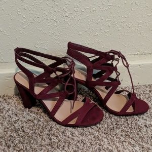 New Torrid Burgandy Lace Up Sandals